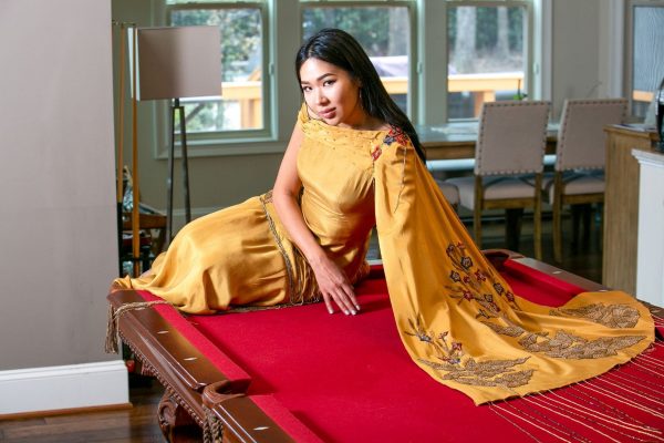 Gold Silk Embroidery Gown